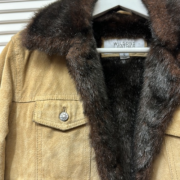 Vintage Tan Suede Fur Coat Jacket - Picture 3 of 7